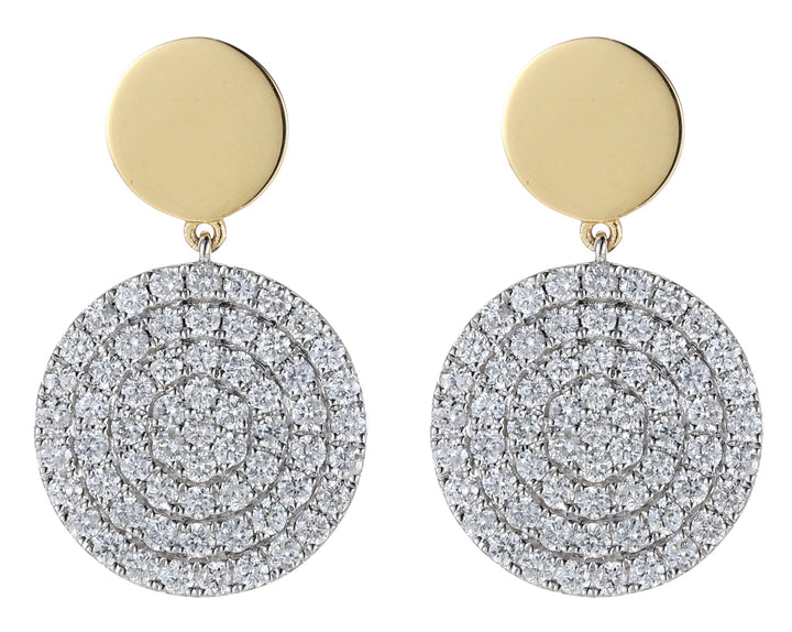 18kt Yellow and White Gold Diamond Dangling Earrings