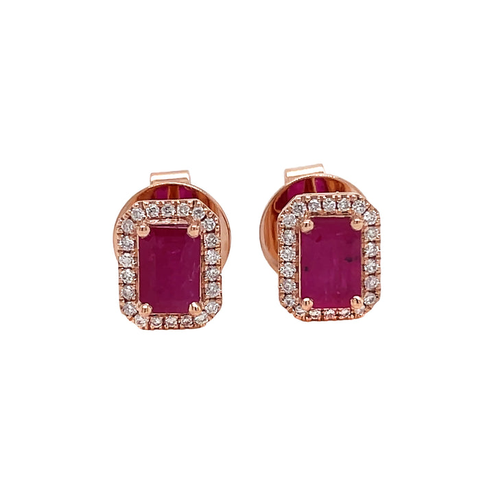 18kt Rose Gold Diamond And Ruby Earrings