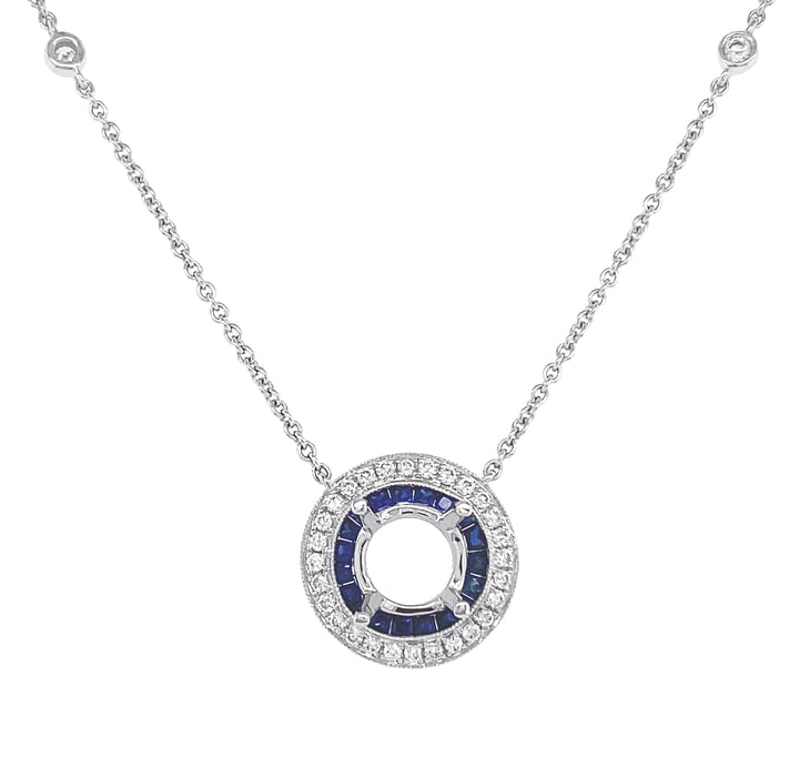 18kt White Gold Diamond and Sapphire Pendant