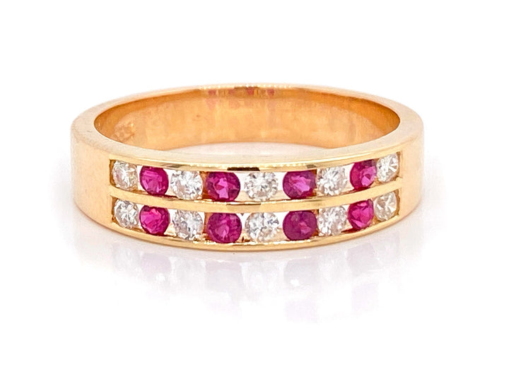14kt Yellow Gold Diamond And Ruby Band