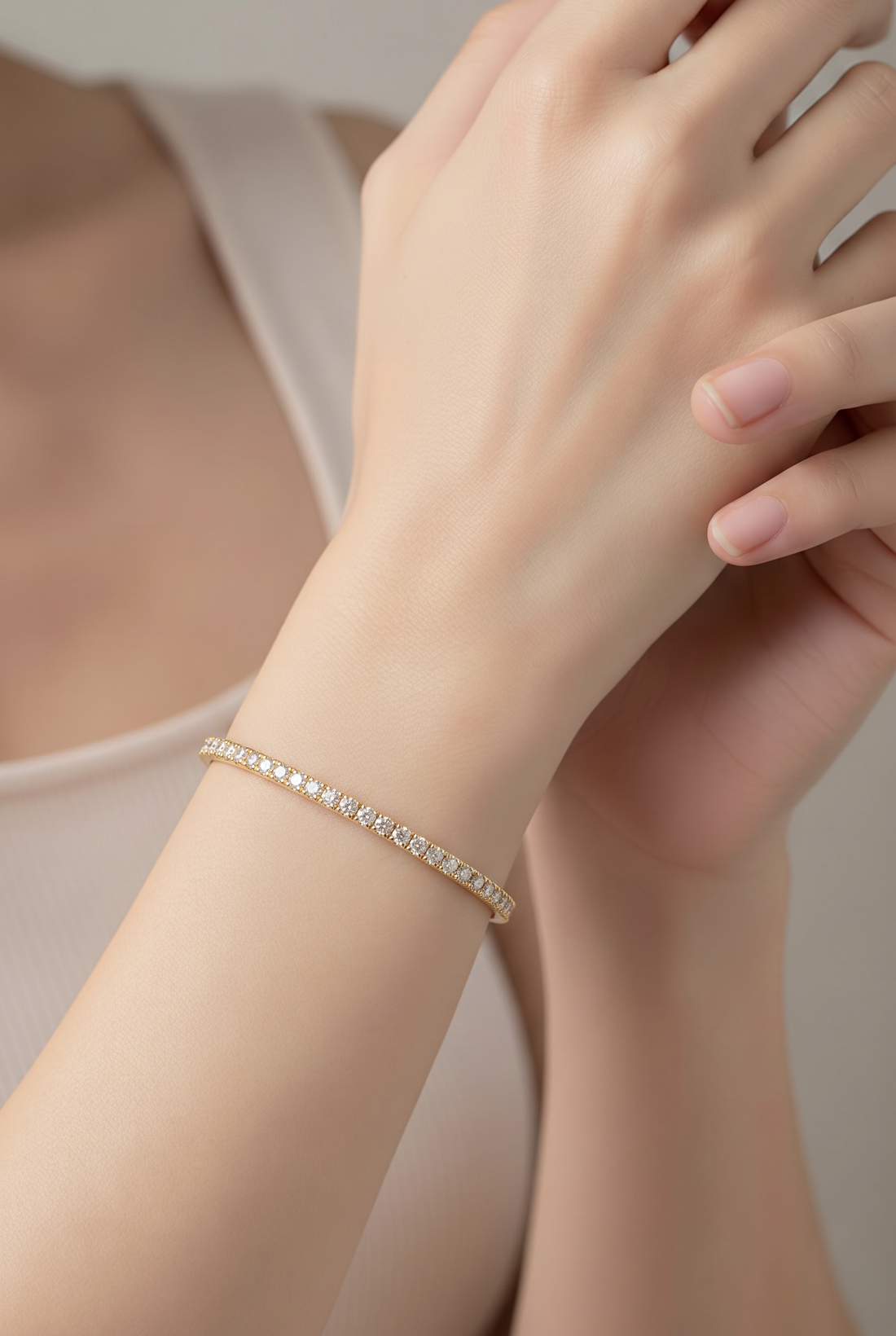 14kt Yellow Gold Lab Diamond Bangle