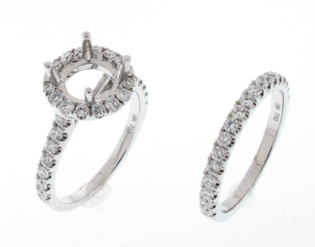 18kt White Gold Diamond Halo Semi Mount