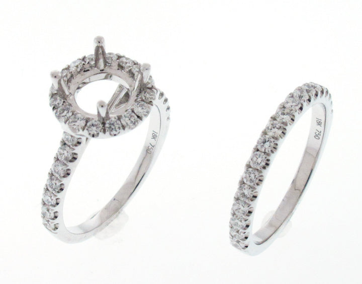 18kt White Gold Diamond Halo Semi Mount