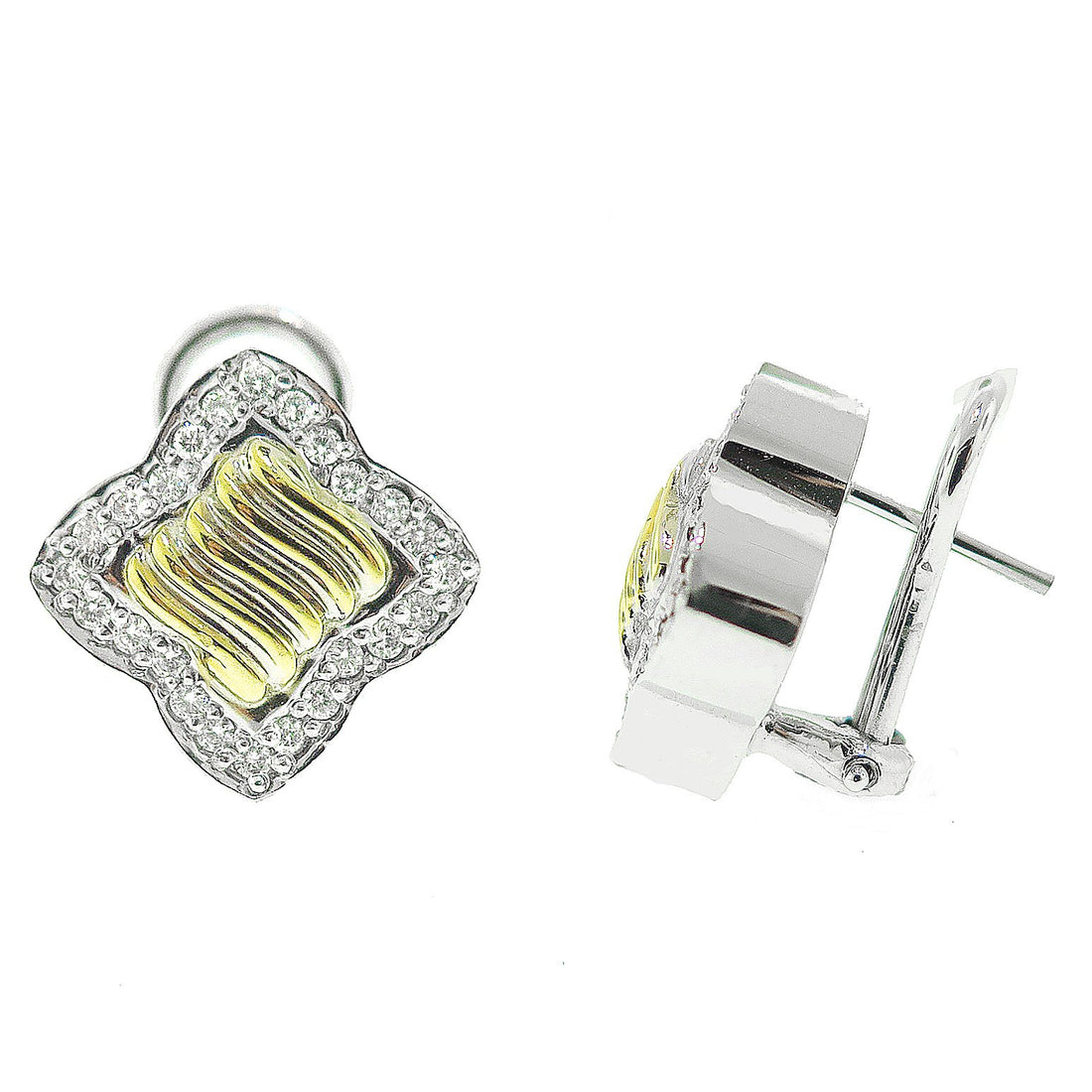 14kt Two Tone Diamond Earrings
