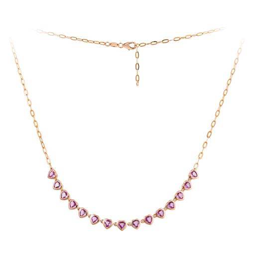 18kt Rose Gold  Pink Sapphire Necklace