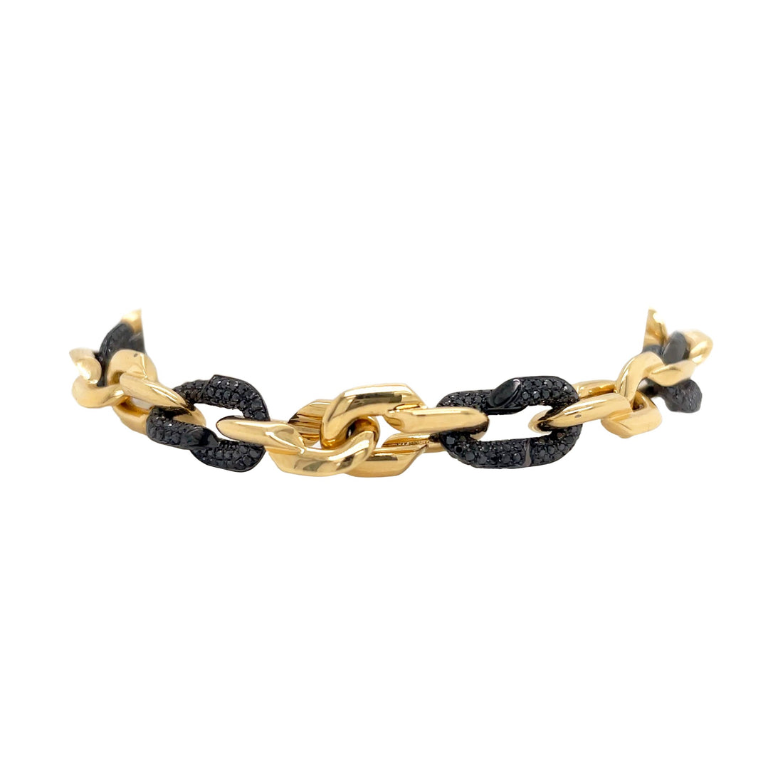18kt Yellow and White Gold Black Diamond Link Bracelet
