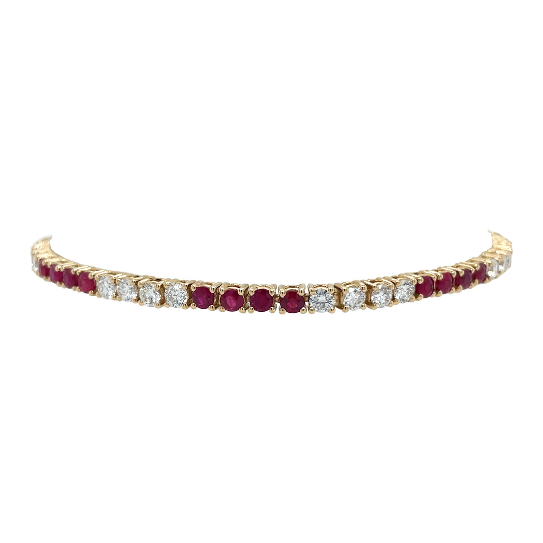 18kt Yellow Gold Diamond and Ruby Tennis Bracelet
