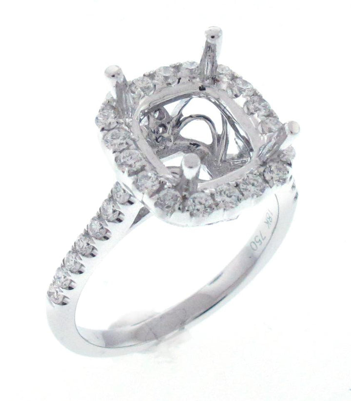 18kt White Gold Diamond Halo Semi Mount