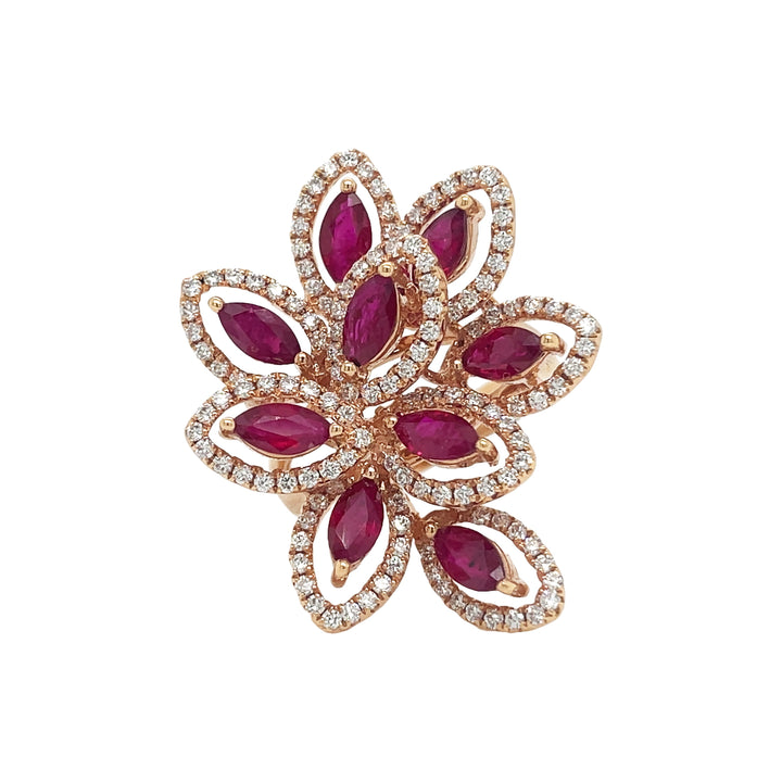 18kt Rose Gold Diamond and Ruby Ring