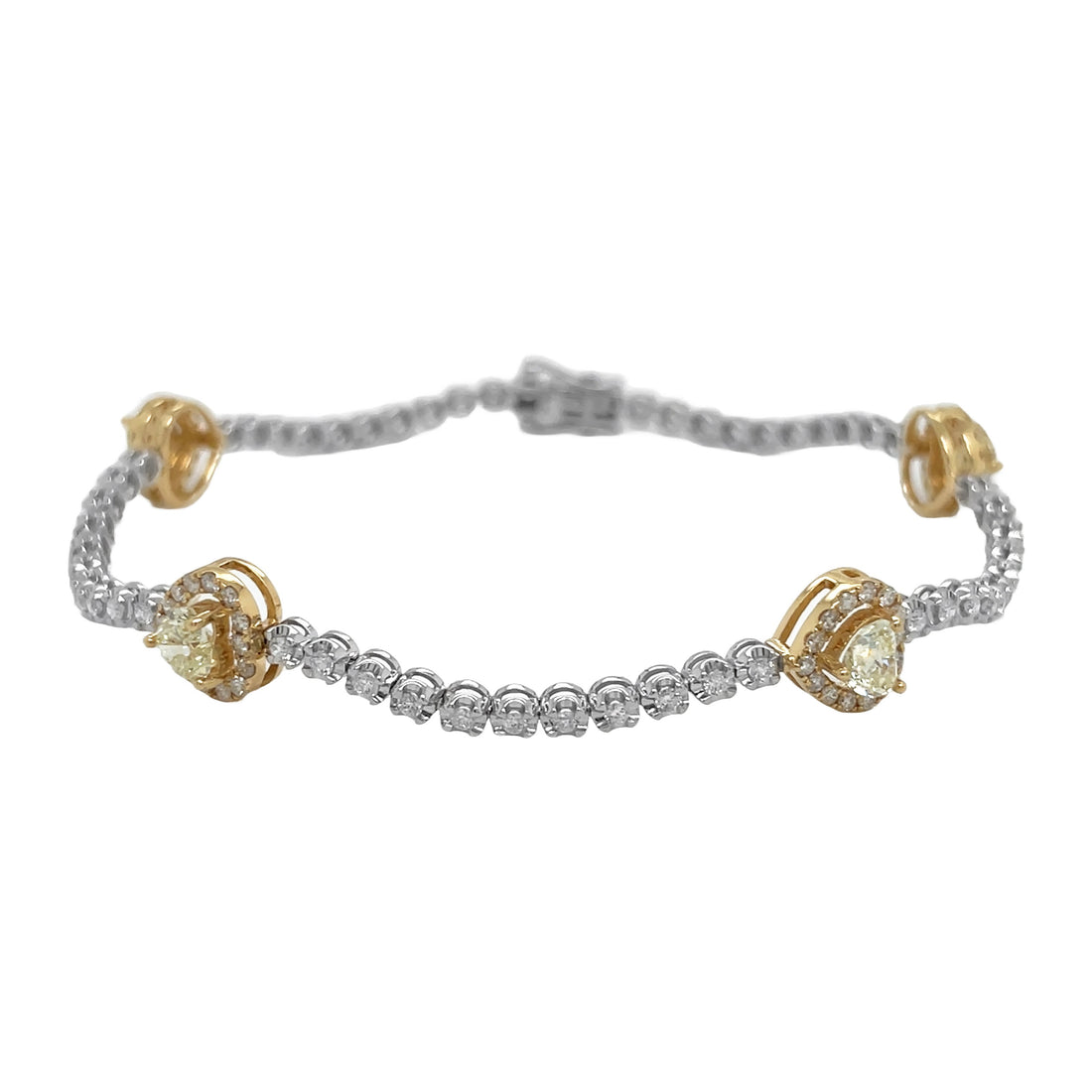 18kt White and Yellow Gold Diamond and Yellow Diamond Tennis Bracelet