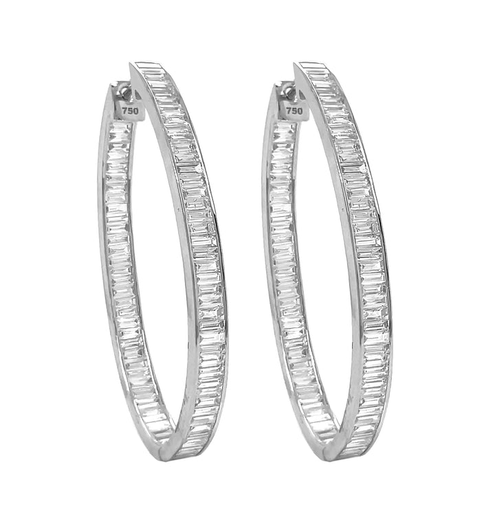 18kt White Gold Diamond Hoops