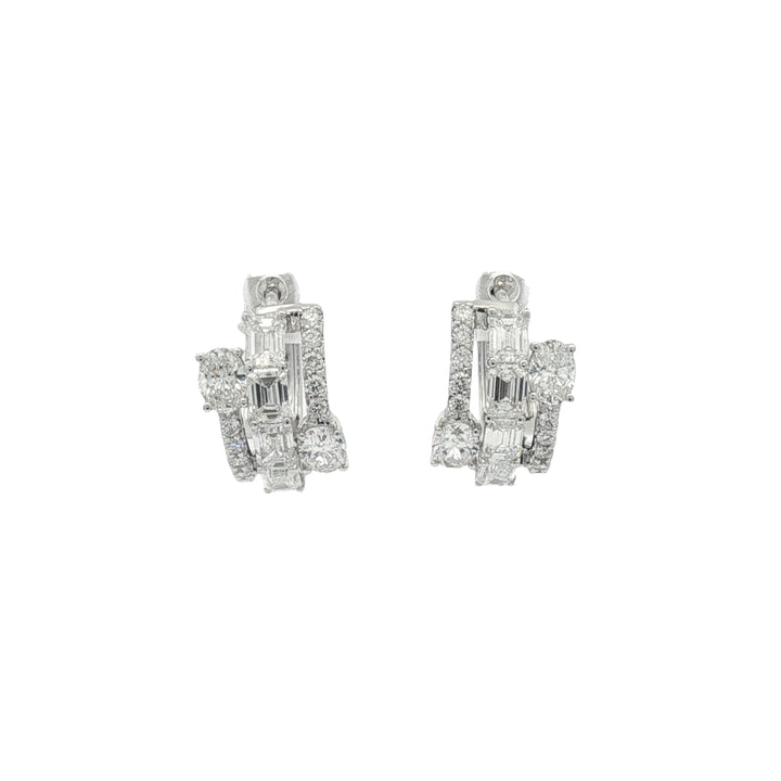 18kt White Gold Lab Diamond Huggie Earrings