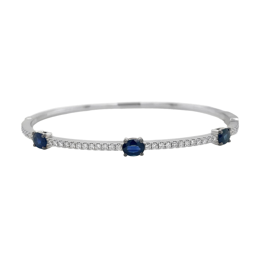 18kt White Gold Diamond and Blue Sapphire Bangle