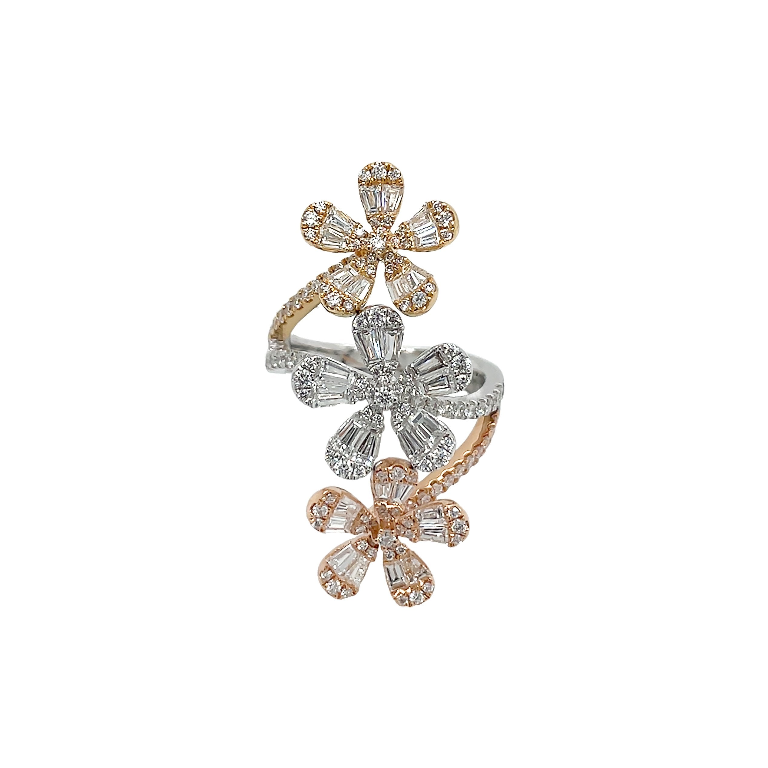18kt Tricolor Gold Diamond Ring