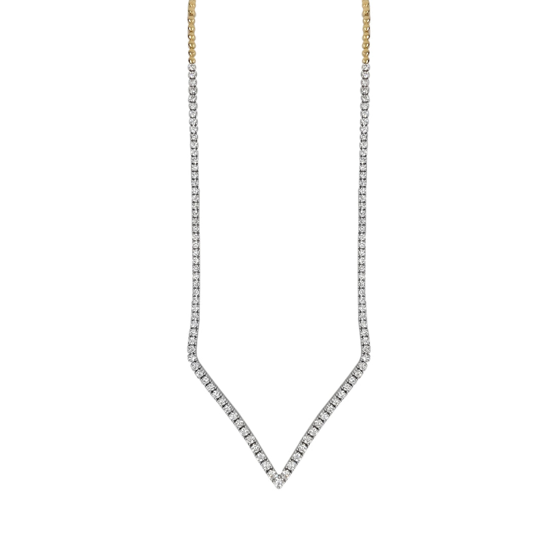 18kt White and Yellow Gold Diamond Tennis Necklace