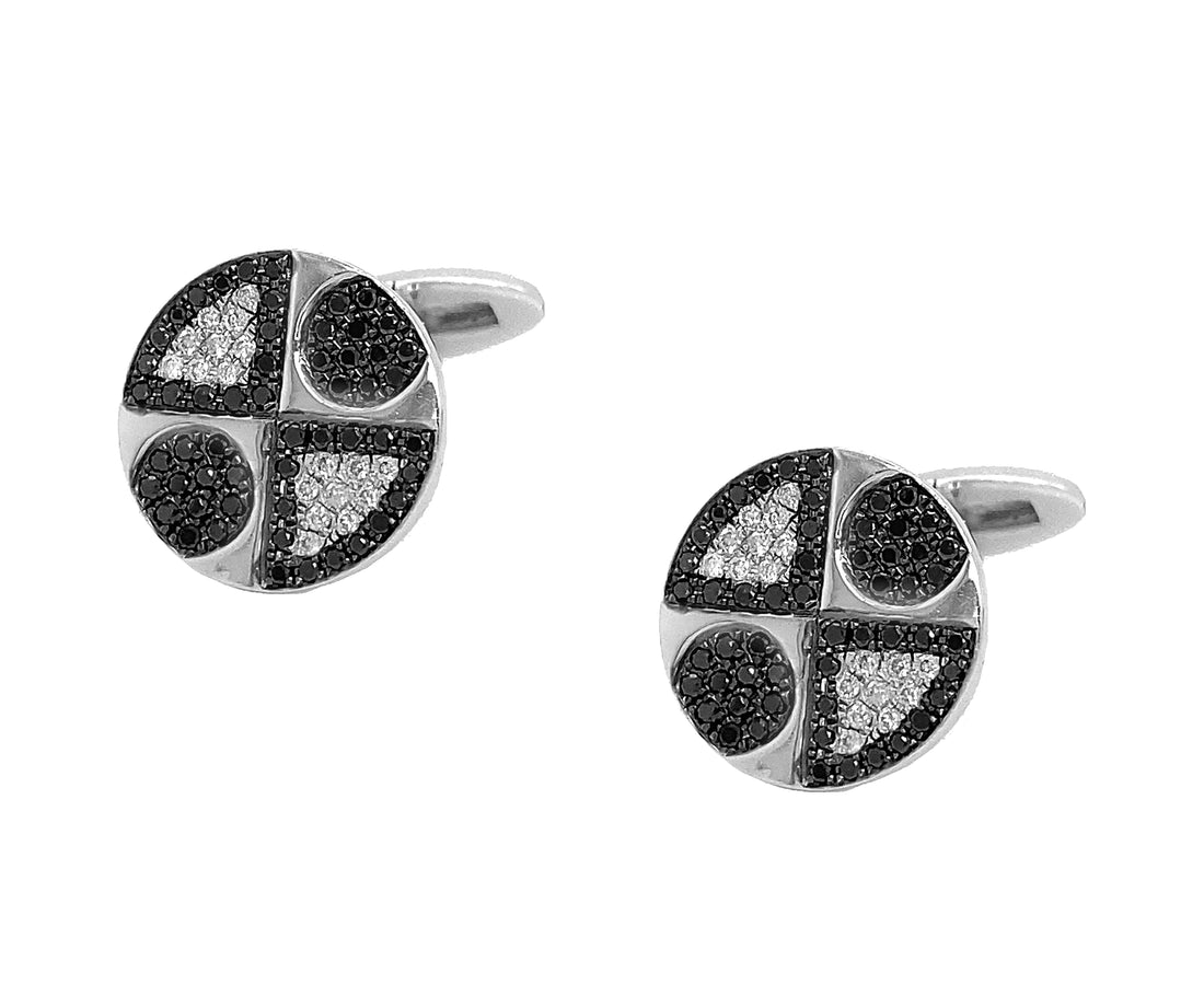 18kt White Gold Diamond Cuff-links