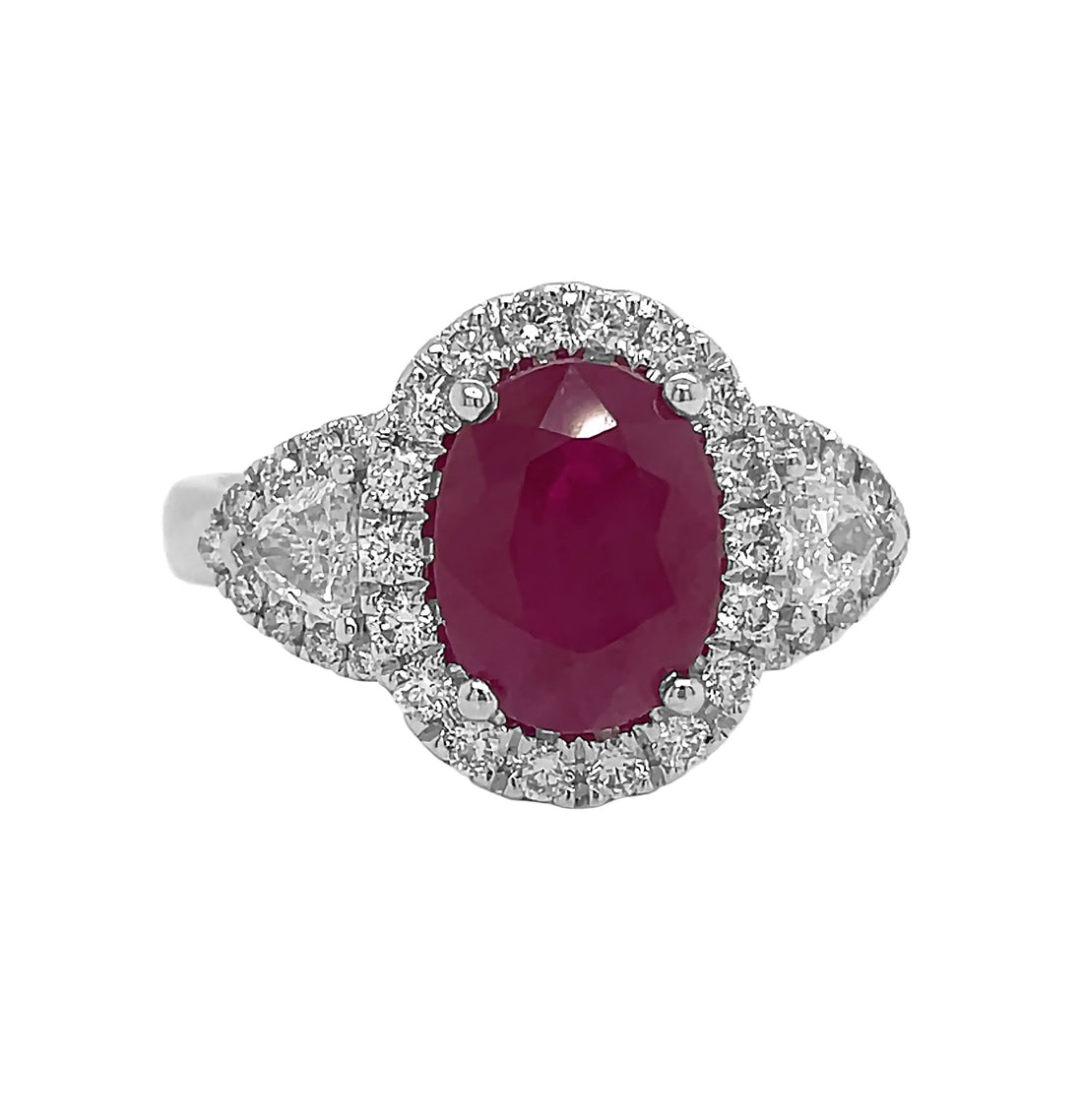 18kt White Gold Diamond And Ruby Ring