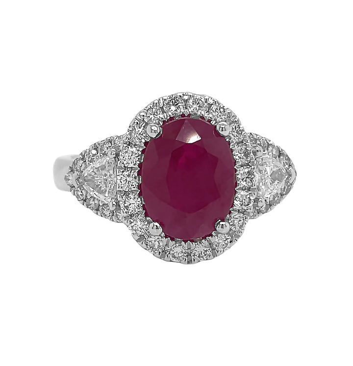 18kt White Gold Diamond And Ruby Ring