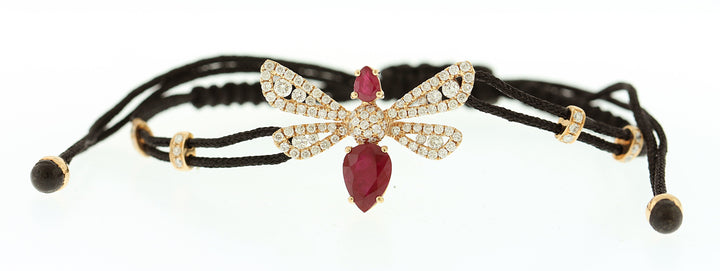 18kt Rose Gold Diamond And Ruby Bracelet