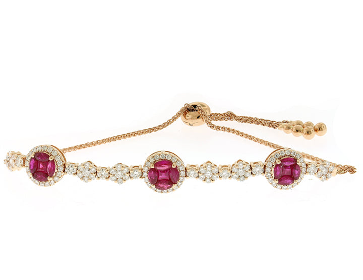 18kt Rose Gold Diamond And Ruby Bracelet