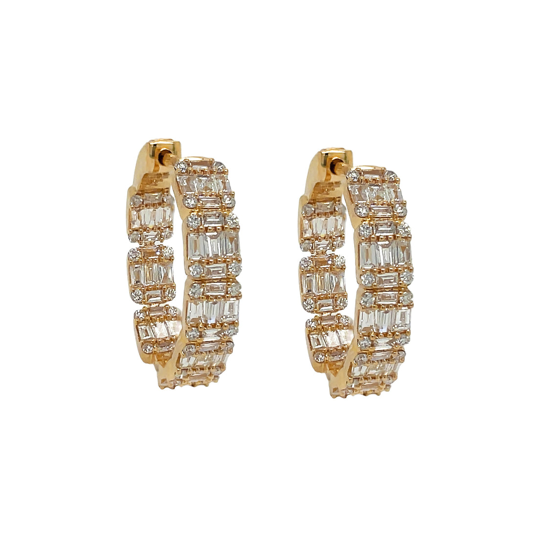 18Kt Yellow Gold Diamond Hoops