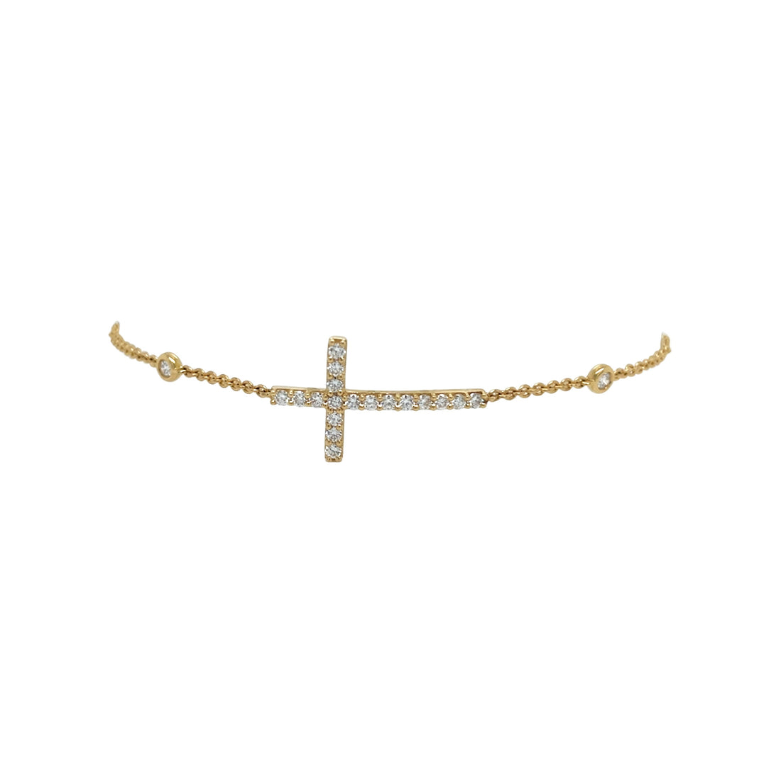18kt Yellow Gold Diamond Cross Bracelet
