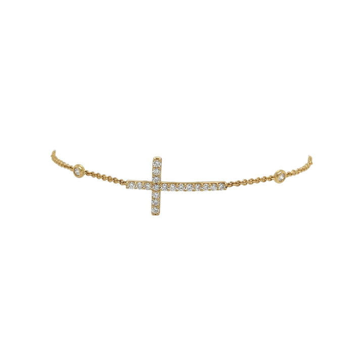 18kt Yellow Gold Diamond Cross Bracelet