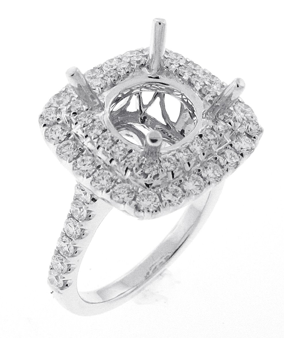 18kt White Gold Diamond Halo Semi Mount