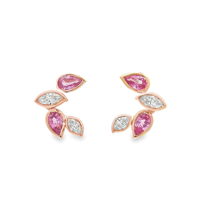 18kt Rose Gold Diamond And Sapphire Earrings