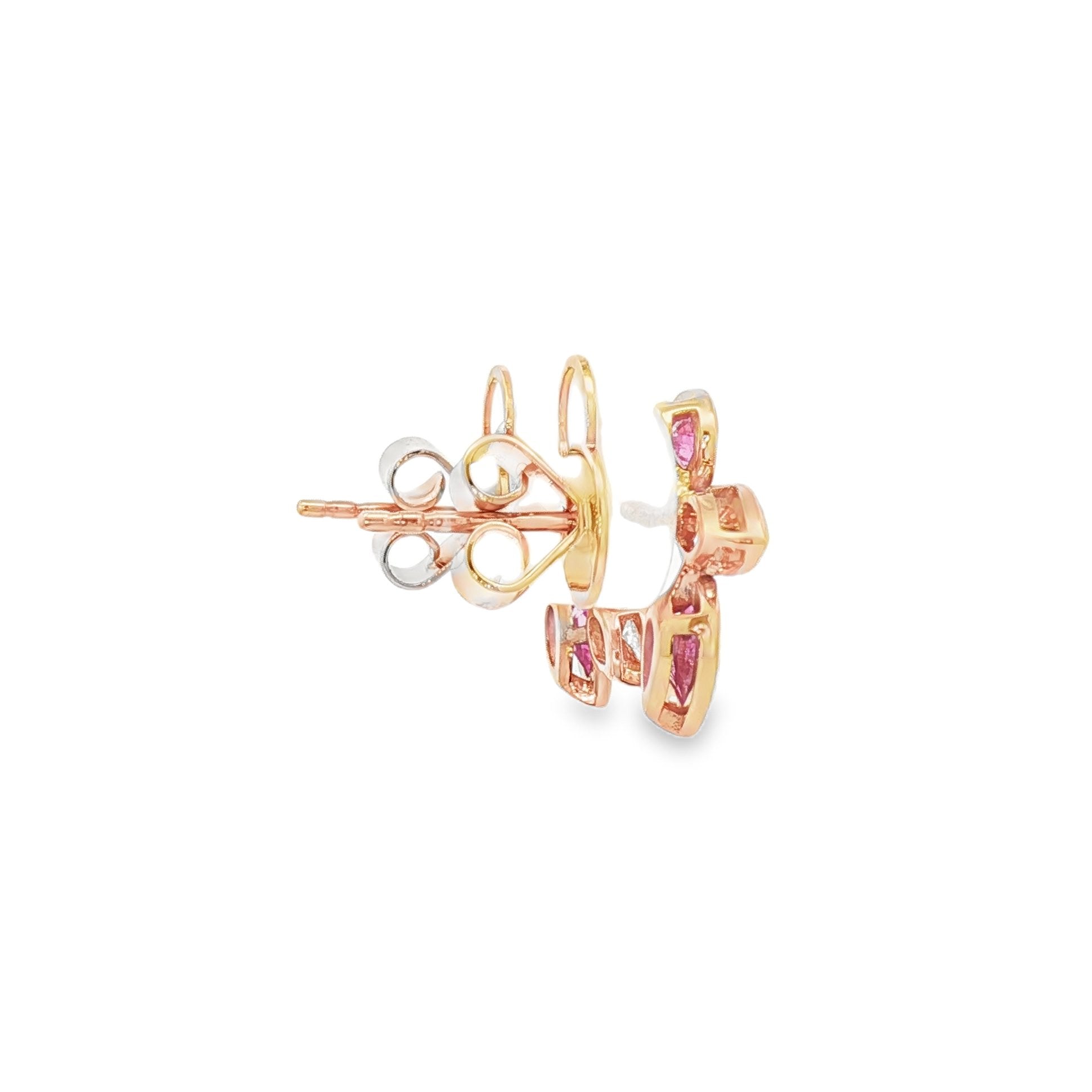 18kt Rose Gold Diamond And Sapphire Earrings