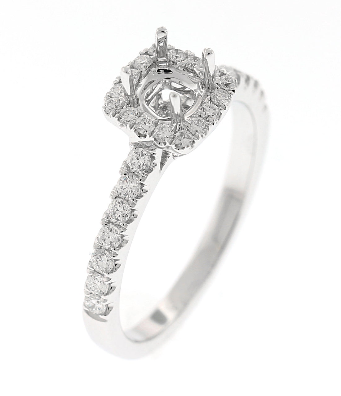 18kt White Gold Diamond Halo Semi Mount