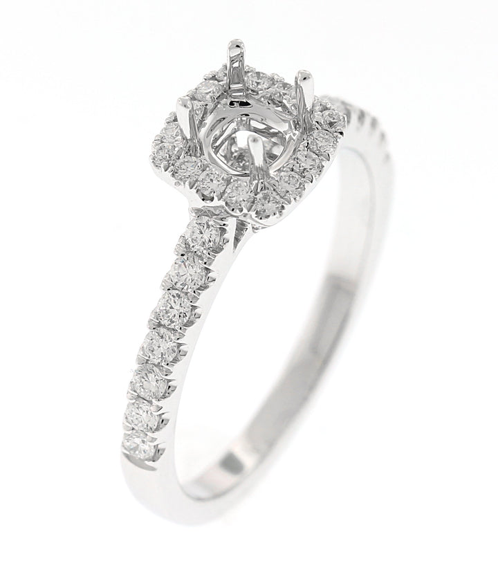 18kt White Gold Diamond Halo Semi Mount