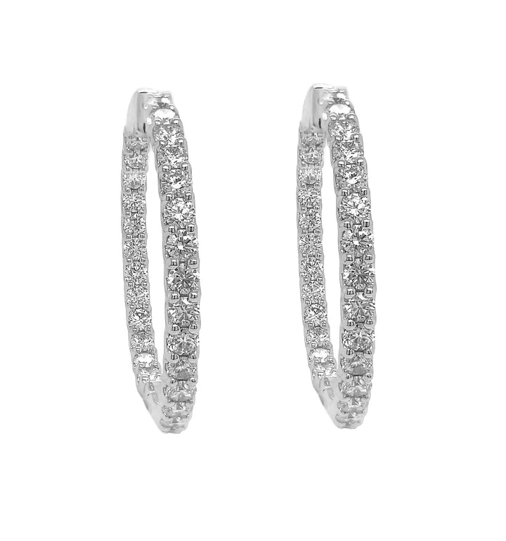 18kt White Gold Diamond Inside out Hoops