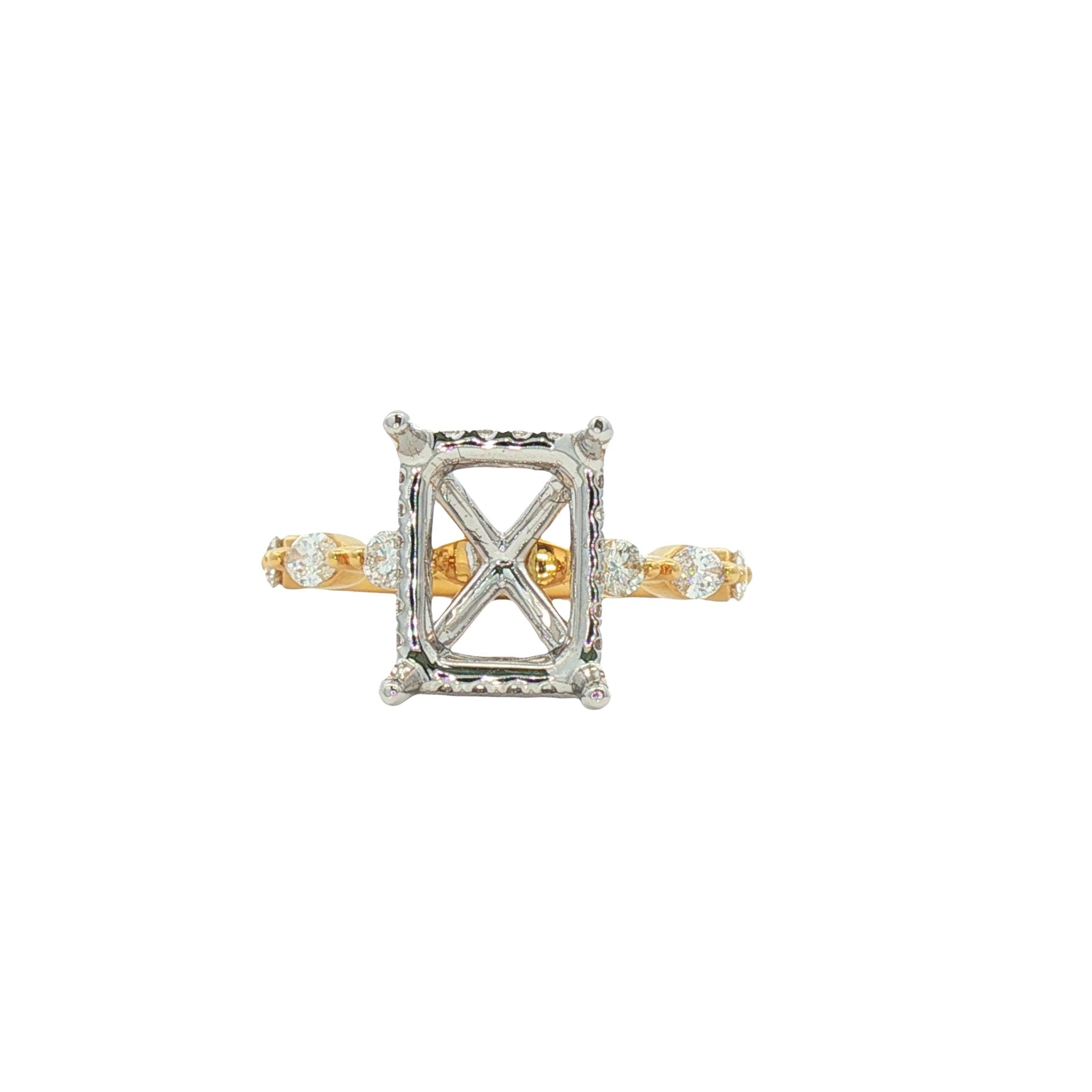 18kt Yellow And White Gold Diamond Semi-Mount