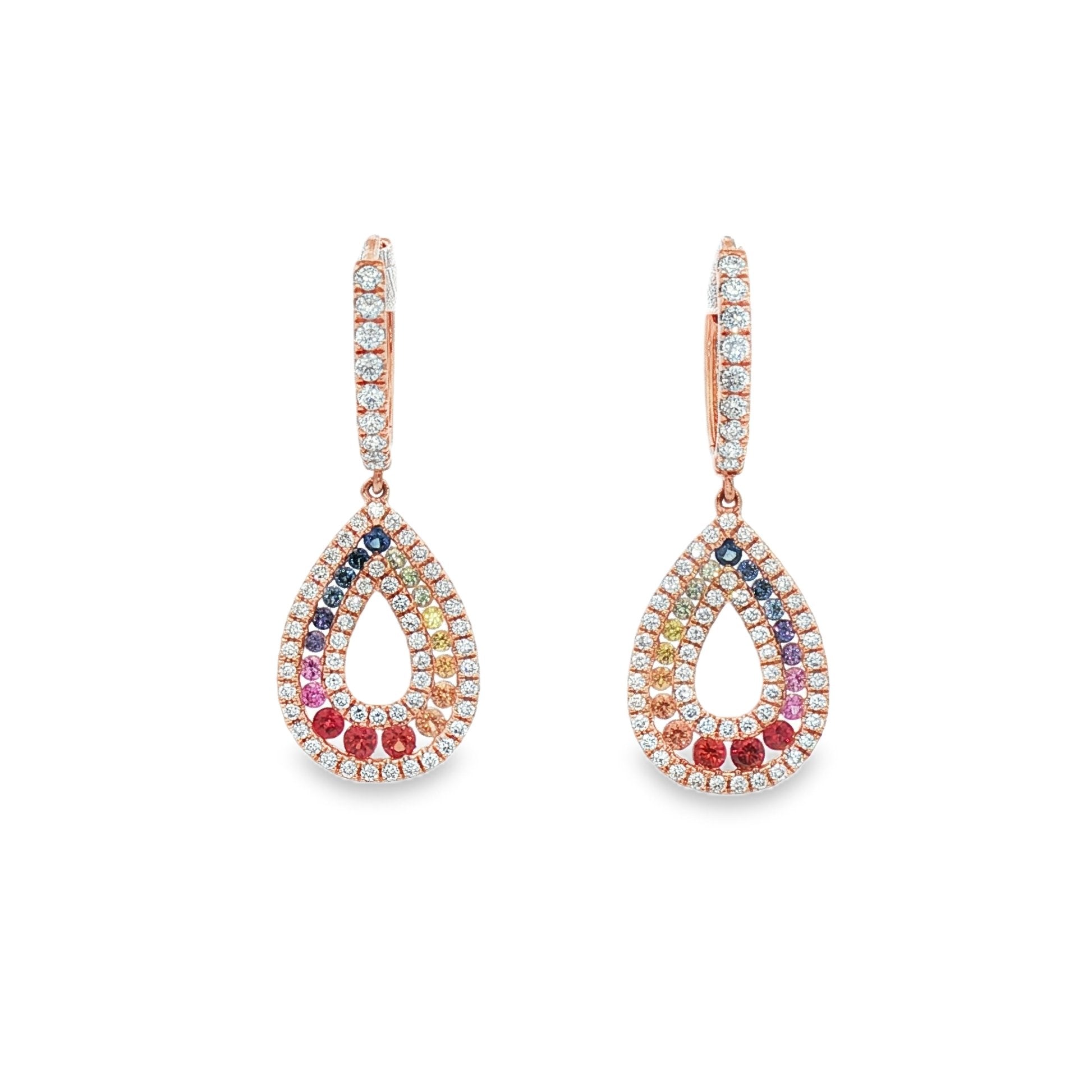 18kt Rose Gold Diamond And Sapphire Earrings