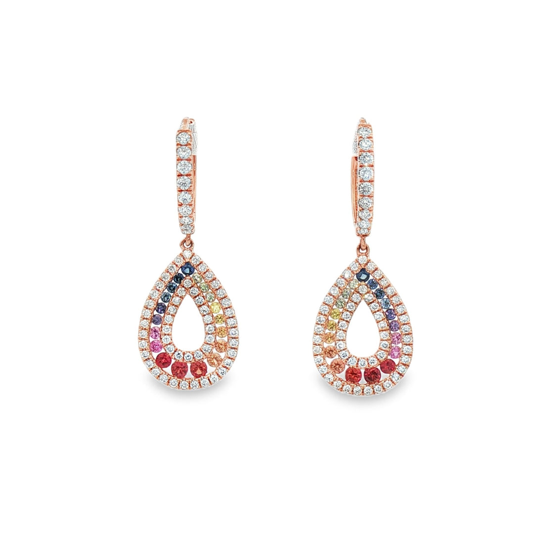 18kt Rose Gold Diamond And Sapphire Earrings