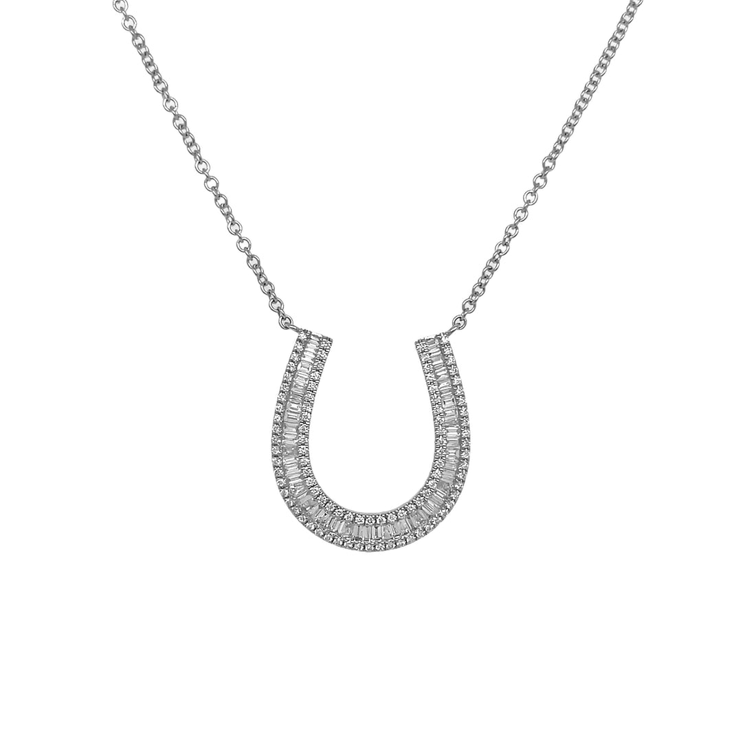 18kt White Gold Diamond Horse-shoe Pendant