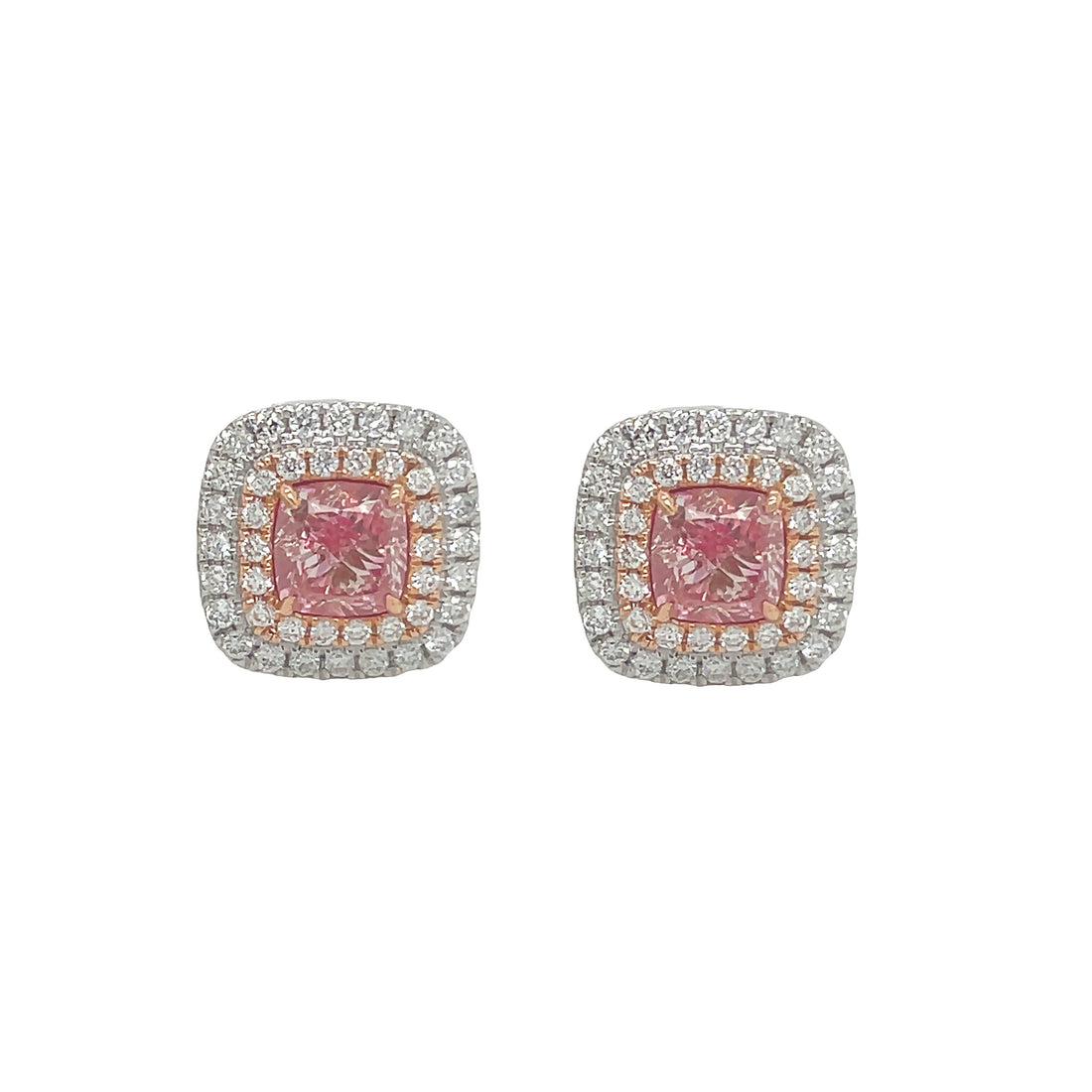 18kt White and Rose Gold Diamond and Pink Diamond Earrings