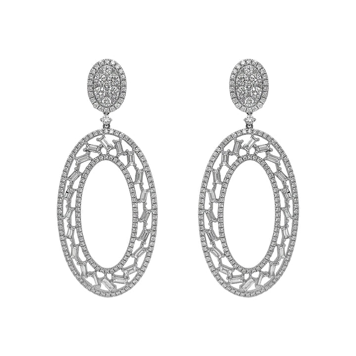 18kt White Gold Diamond Dangling Earrings
