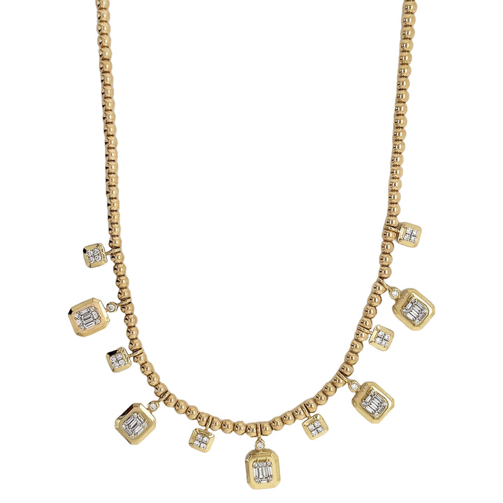 18kt Yellow Gold Diamond Beaded Necklace