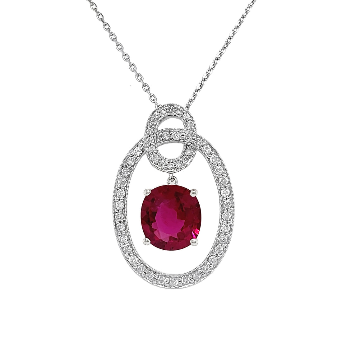 18kt White Gold Diamond and Tourmaline Pendant