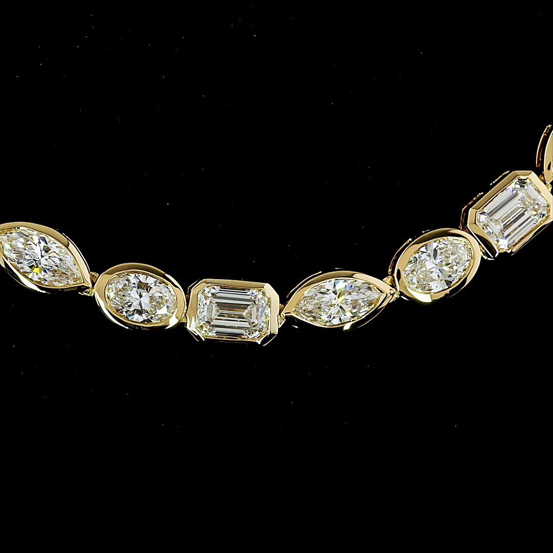 18kt Yellow Gold Lab Diamond Tennis Necklace