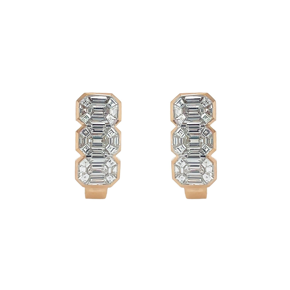 18kt Rose and White Gold Diamond Hoop Earrings
