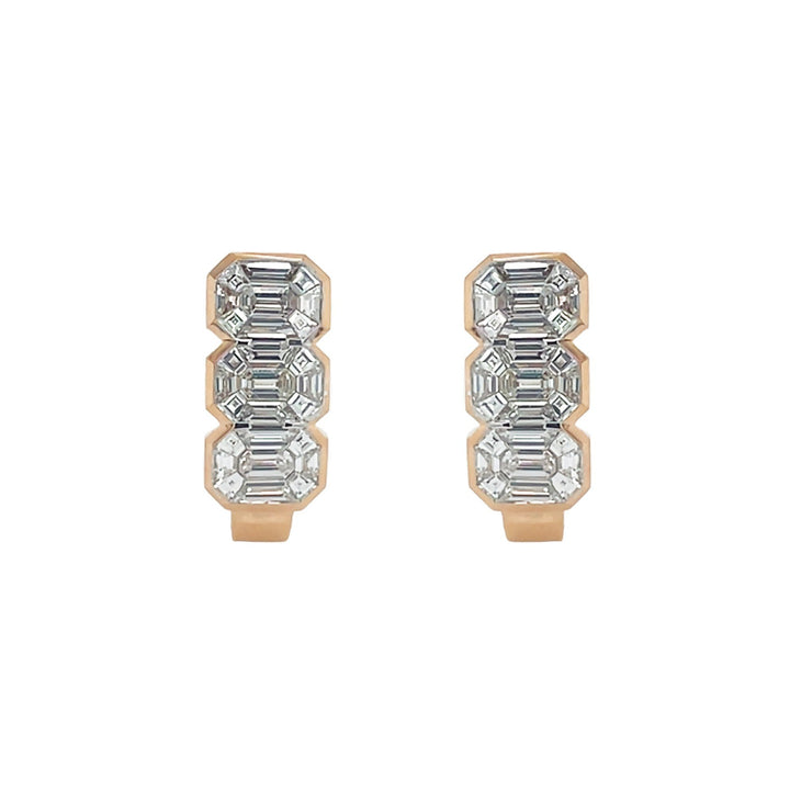 18kt Rose and White Gold Diamond Hoop Earrings