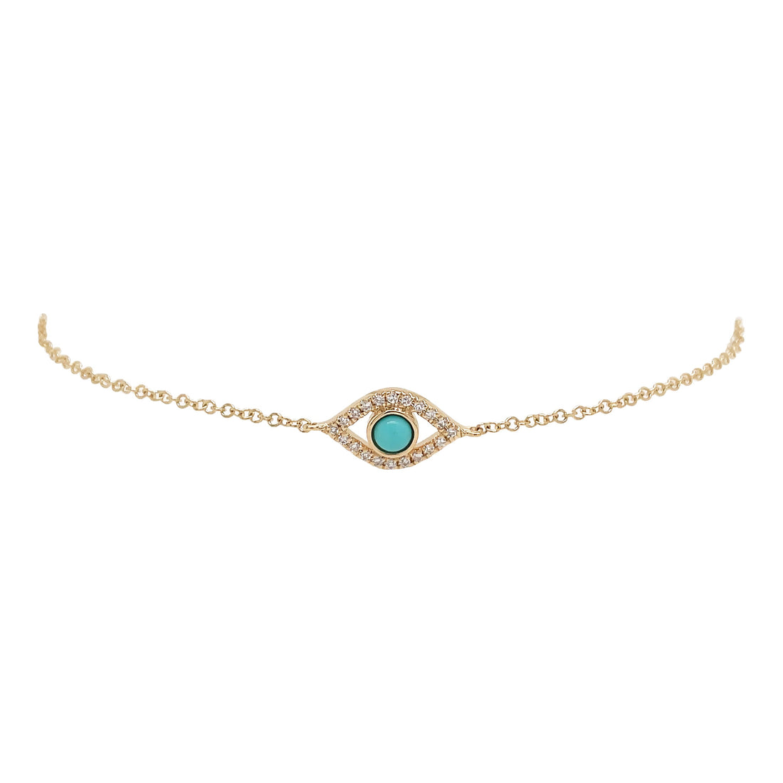 14kt Yellow Gold Diamond and Turquoise Bracelet