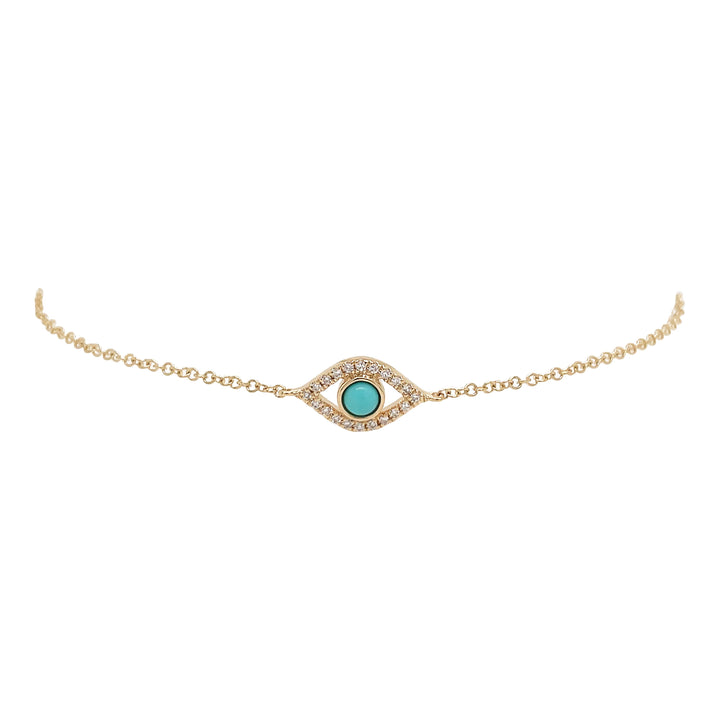 14kt Yellow Gold Diamond and Turquoise Bracelet