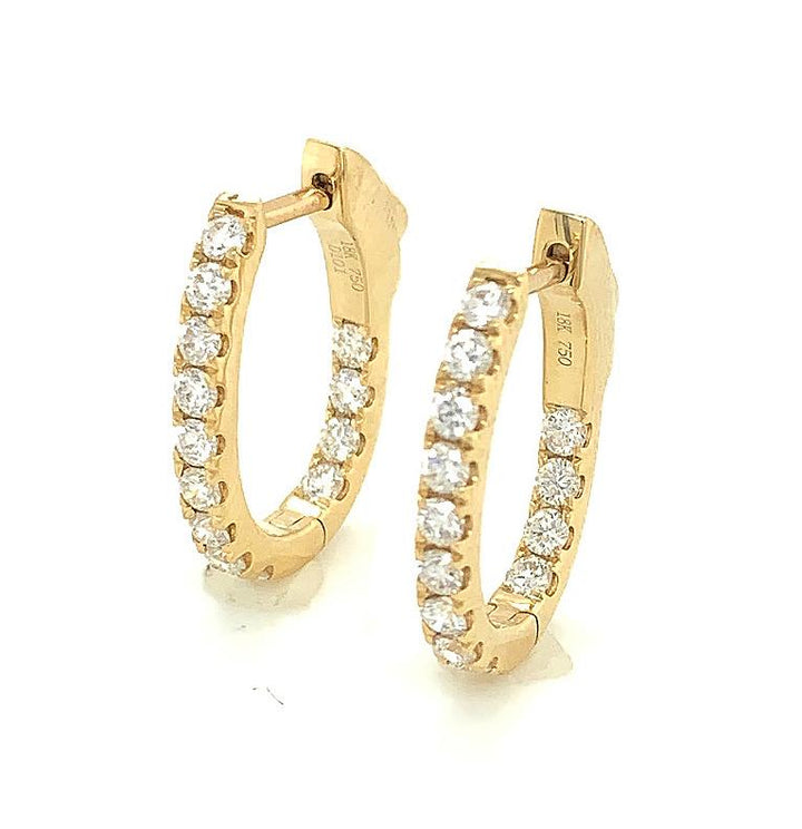 18kt Yellow Gold Diamond Hoops