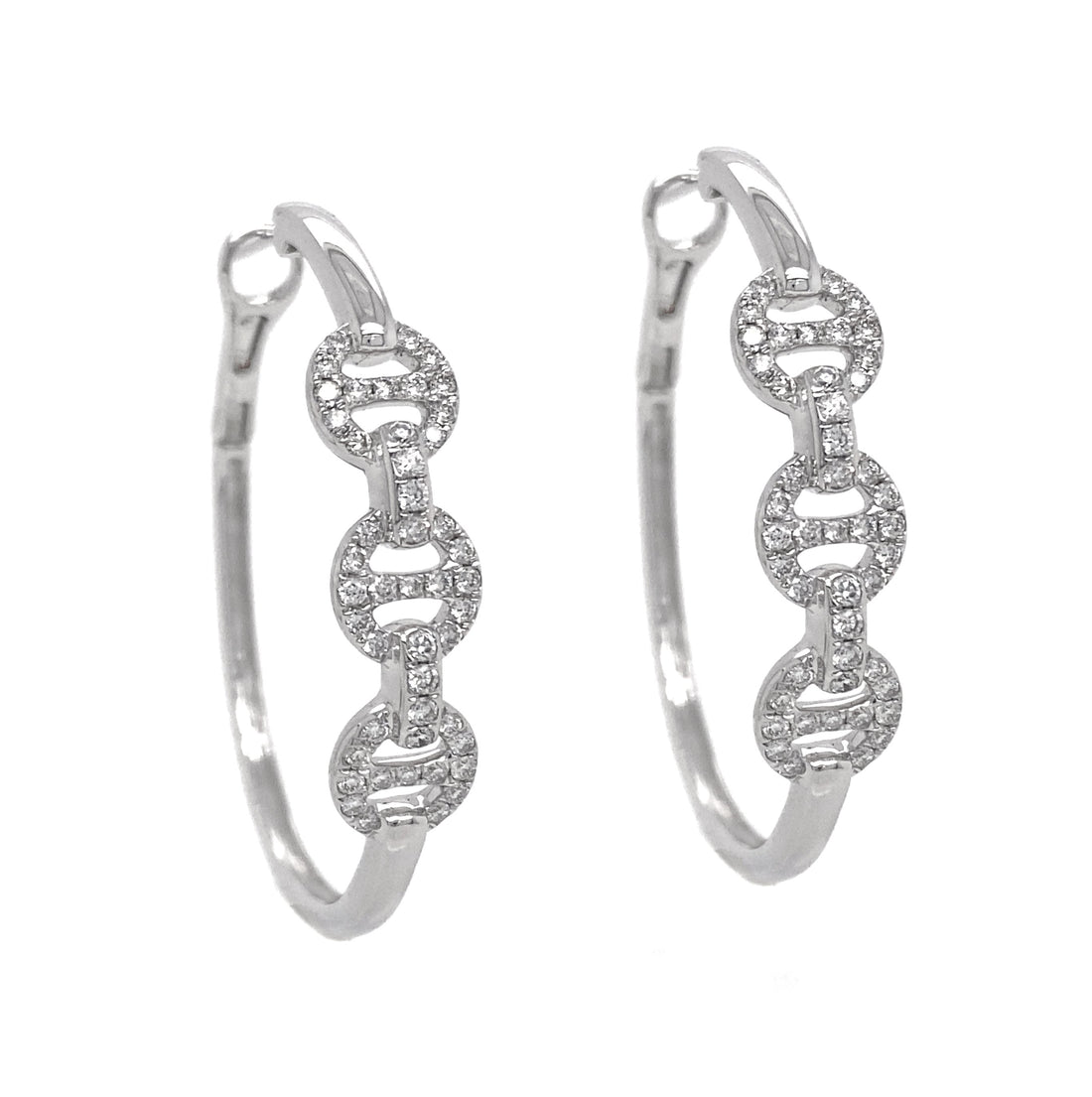 18kt White Gold Diamond Hoops