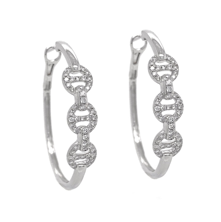 18kt White Gold Diamond Hoops