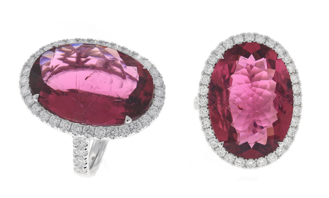 18kt White Gold Diamond and Ruballite Ring